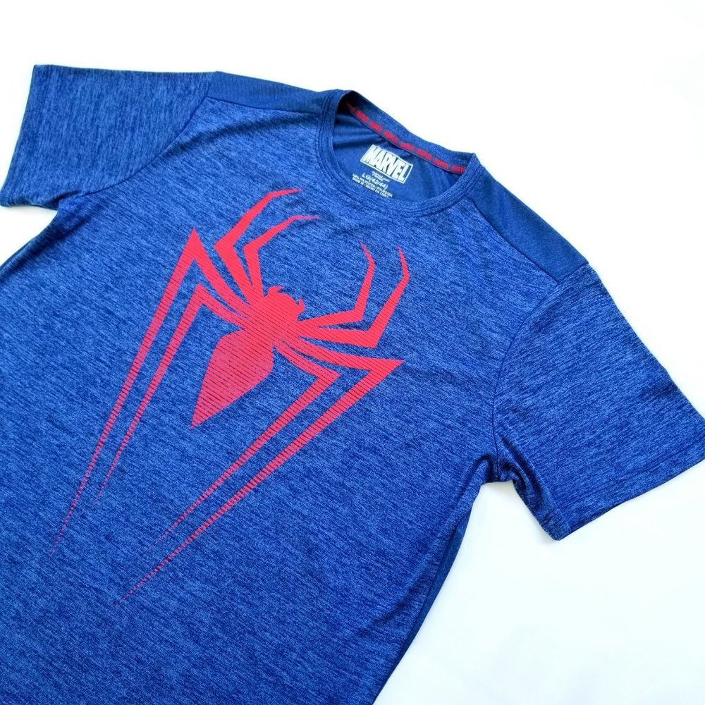 MARVEL Mens Tshirt size L short sleeves Spider in Blue